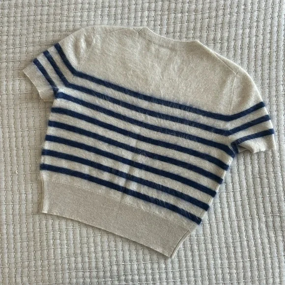 J. CREW Brushed Cashmere T-Shirt in Stripe ~ Small - Picture 4 of 4